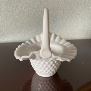 Milk glass hobnail basket